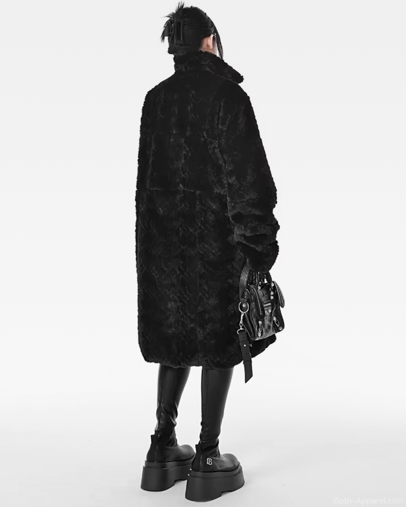 Long Black Faux Fur Coat Womens